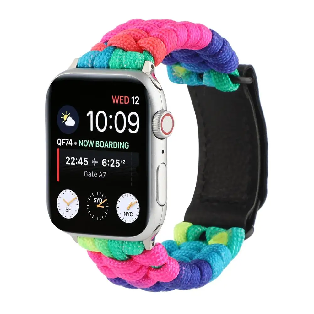 Ремешок Радужный для Apple Watch 6 5 4 3 2 1 SE браслет iWatch 44 мм 40 42 38 | Наручные часы