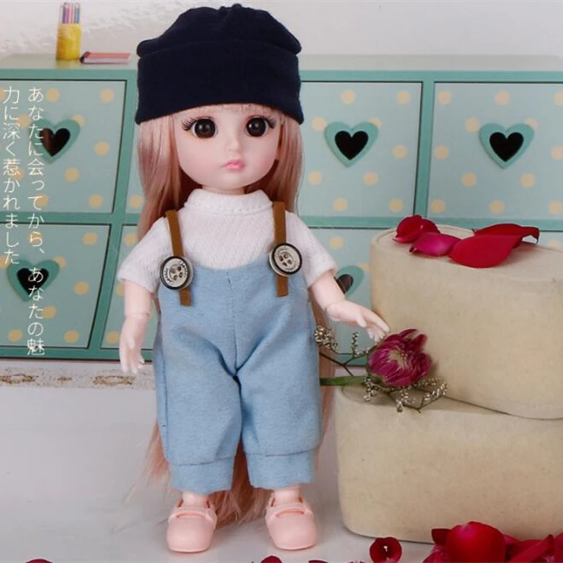 

Игрушечный домик для девочек, 16 см, черная шапка, Подвижная кукла принцессы BJD с комплектом зимней одежды, детский подарок на день рождения