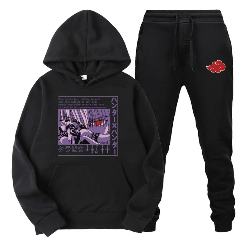 

Hoodie Suit Cartoon Printing Purple Day Diffuse Autumn and Winter Trend 2021 New Men's Casual Sports Hooded Sweater Set