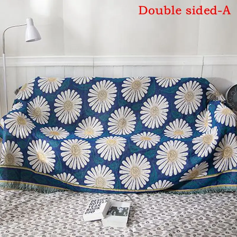 Европейское хлопковое покрывало для дивана с цветами вязаное плетеное