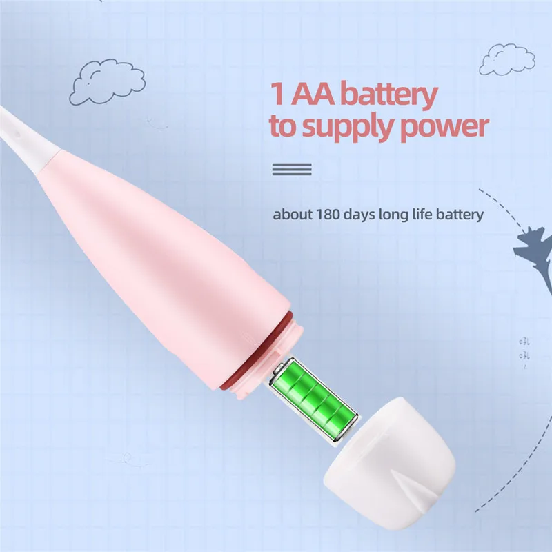 

CkeyiN Sonic Electric Toothbrush 2 Nozzles Waterproof Soft-bristle Toothbrush Cartoon Pattern Teeth Clean Tool for 3-15 Years