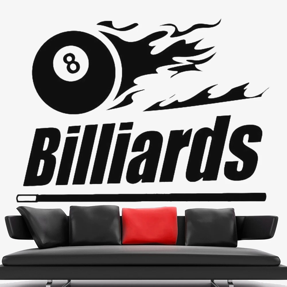 Billiards Pool Wall Decals Man Cave Decor Table Ball Sports Vinyl Self-adhesive Wall Stickers  Home Decoration Gymnasium Z035