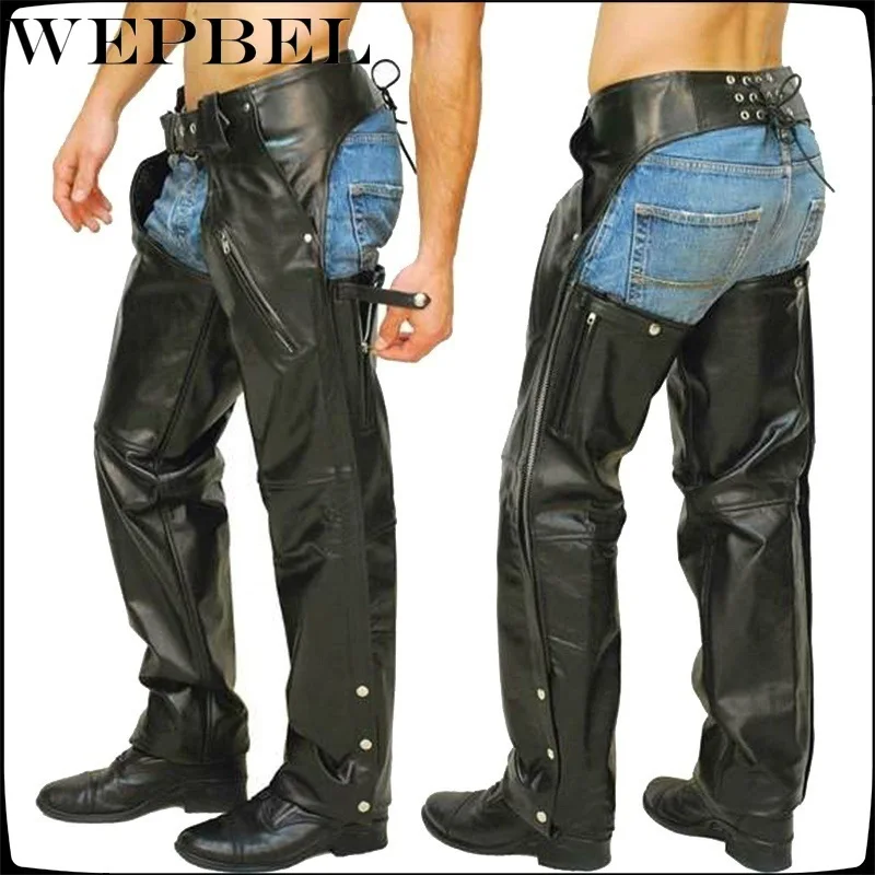 

WEPBEL Women Autumn Winter Loose Patchwork PU Trouser Casual Ladies High Waist Straight Motor Punk Pants