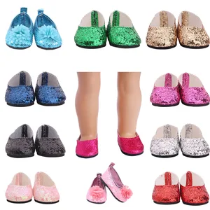 Новая обувь с блестками на плоской подошве, подходящая для детей 43 см, куклы и 18-дюймовые куклы, куклы, поколение кукольных домиков, подарки для девочек