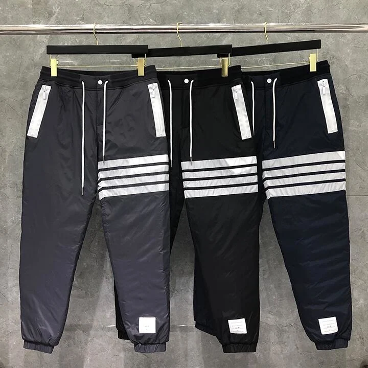 

2021 Fashion TB THOM Brand Sweatpants Men Winter Casual Sports Trousers Panelled Tracksuit Bottoms Mens Jogger Track Down Pants