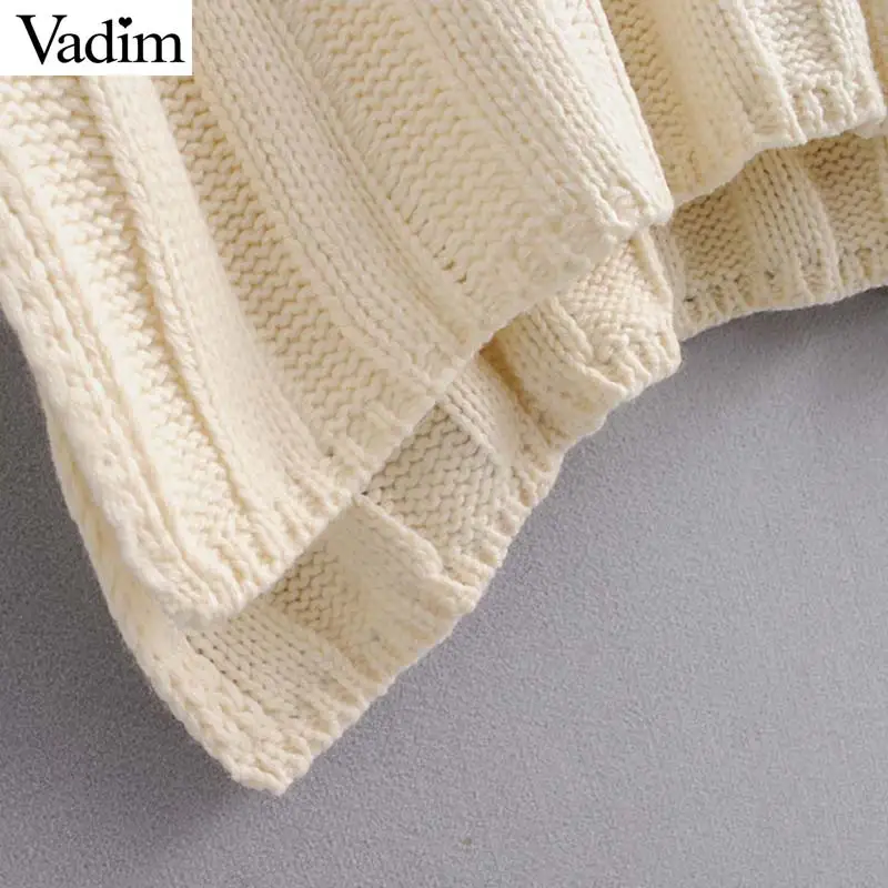 Vadim женский базовый Свободный вязаный свитер с высоким воротом и длинным рукавом