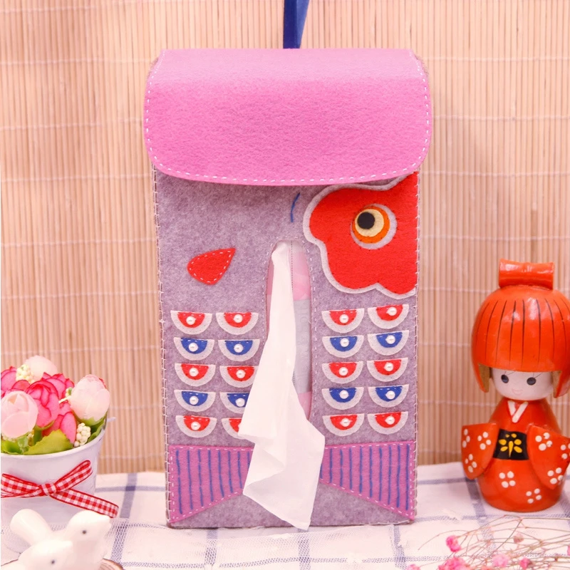 Тканевая коробка для салфеток чехол держатель ручной работы фетровая настенная