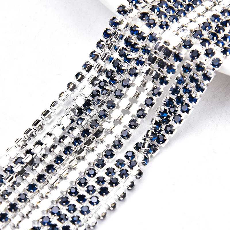 5 Yards/Lot Crystal Rhinestone Trim Strass Rose Gold Claw Metal Cup Chain Wedding Dress Decoration Applique Sewing Accessories | Дом и сад