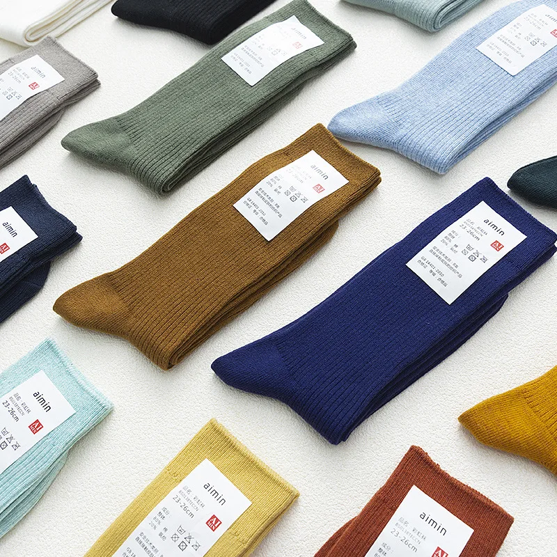 

New Autumn and Winter New Long Tube Japanese Retro Harajuku Double Needle Vertical Stripes Personality Men's Socks