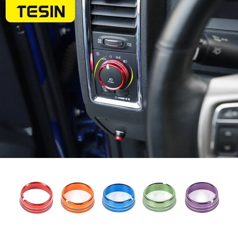 

TESIN Interior Mouldings For Dodge RAM 1500 Car Headlight Switch Button Knob Decoration Ring Cover For Dodge RAM 1500 2010-2017