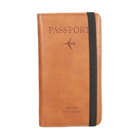 rfid vintage business passport covers holder multi function id bank card women men leather wallet case travel accessories name