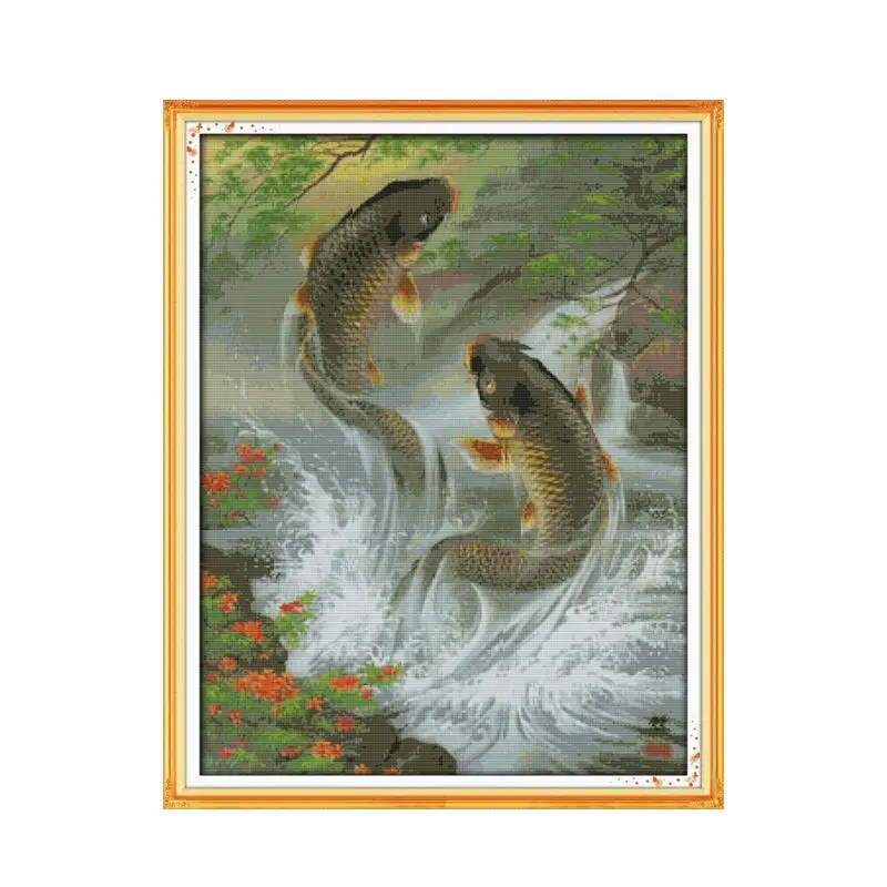 

A big splash cross stitch kit 14ct 11ct pre stamped canvas cross stitching animal lover embroidery DIY handmade needlework