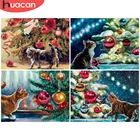 HUACAN Cat бриллиантовый рисунок Рождество Бриллиантовая вышивка с изображением дерева, мозаика, снежный пейзаж, украшение для дома, настенное искусство