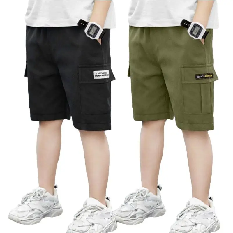 

Одежда для мальчиков-подростков хлопковые шорты тонкие детские брюки-карго с карманами От 5 до 14 лет летняя одежда для мальчиков, брюки Одеж...