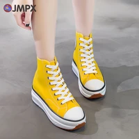 jmpx large size 43 canvas shoes women thick bottom platform sneakers for women lace up vulcanized shoes casual fashion footwear