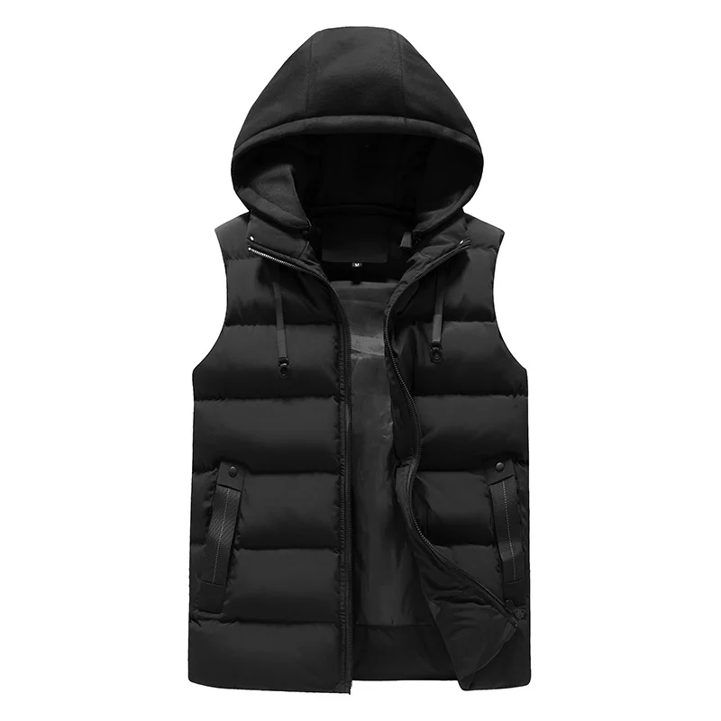 

Autumn and winter down cotton vest men's new Korean version of the hooded thick coat men's slim vest youth leisure trend