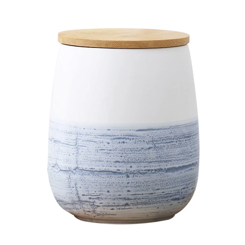 

1 Pc Durable Kitchen Sealed Jar Creative Snack Jar with Wooden Cover )