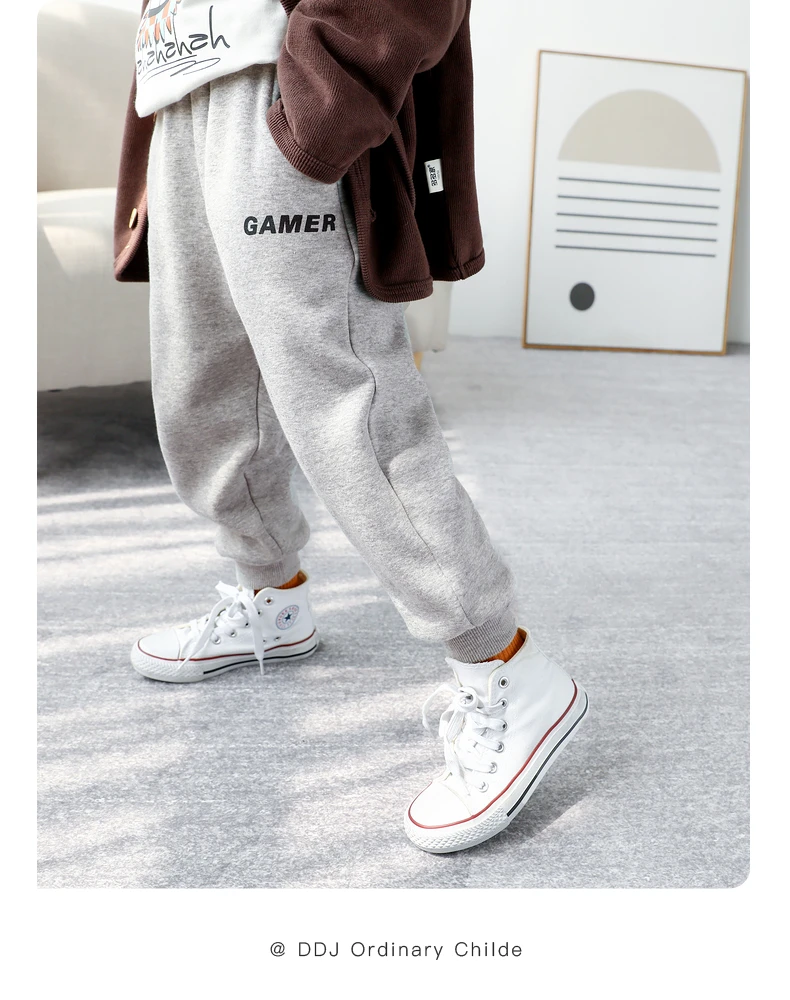 

DDJIA Winter Children Knitted Sweatpants Baby Pants Boys Clothes 3-12 Years Elastic Waist Sports Trousers Casual Outdoor Trouser