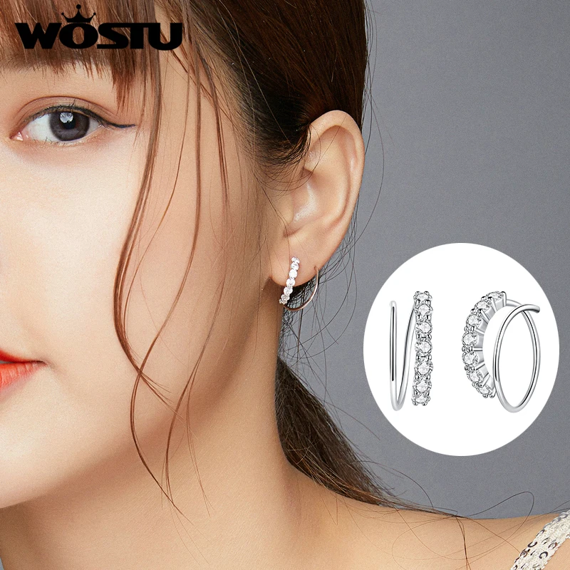 Женские серьги клипса из серебра 2020 пробы с ярким цирконием|Серьги-клипсы| |