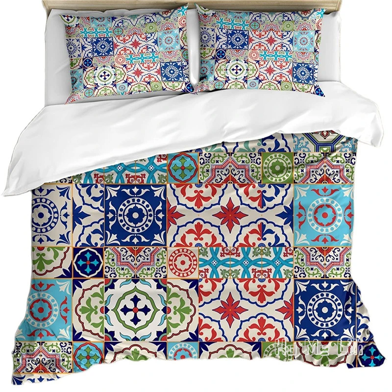 

Набор пододеяльников от Ho Me Lili, лоскутный рисунок из красочных марокканских плиток, традиционная иллюстрация, декоративное постельное бель...