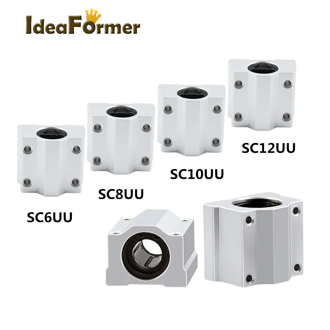 

1/4Pcs SC6UU SC8UU SC10UU SC12UU Linear Ball Bearing Slide Linear Motion Bushing Block For CNC Router 3D Printer Parts Shaft Rod