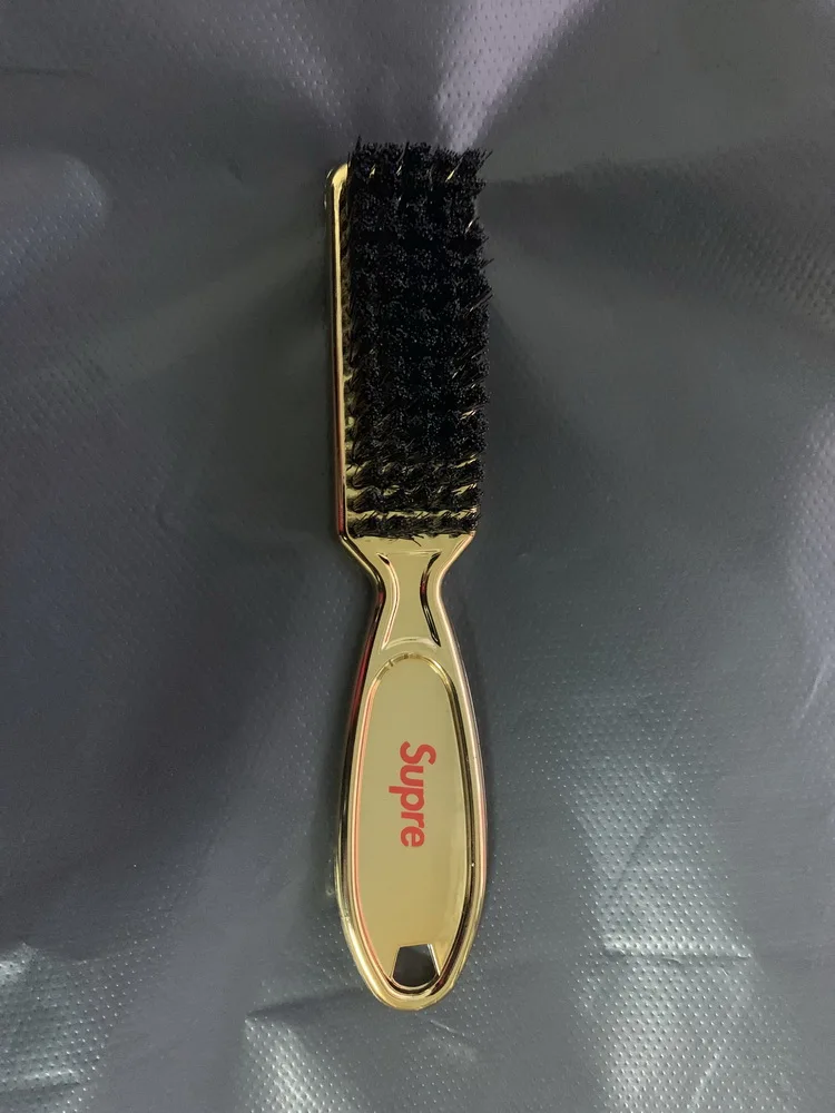 

Golden Plastic handle beard brush soft wool nylon portable cleansing shaving brush