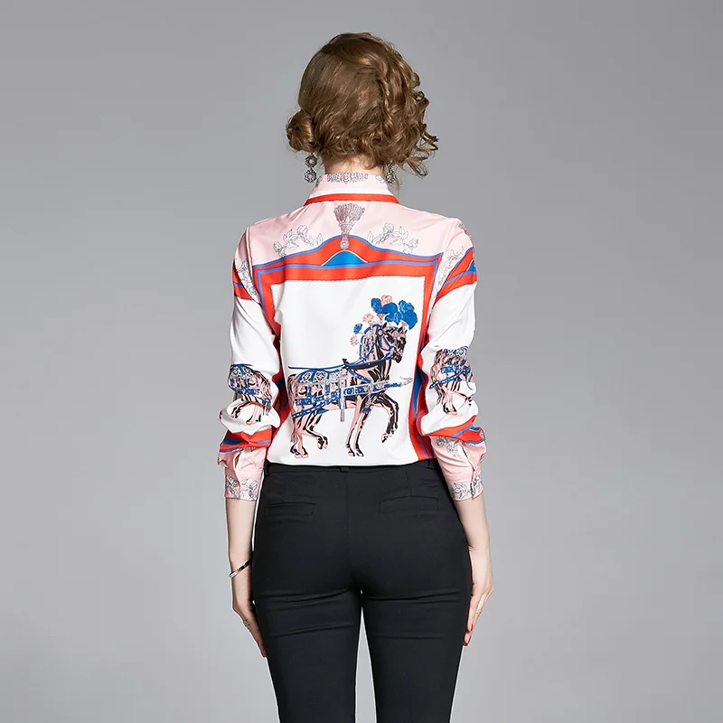 

2020 Spring summer Women Long Sleeve Blouse Runway Design Casual Shirt Office Lady Elegant Top Shirt fashion