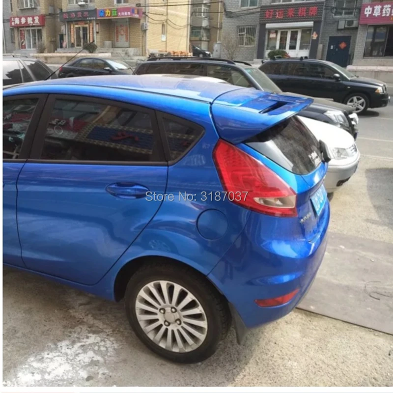Для Ford Fiesta спойлер 2009 2013 ABS пластиковый Неокрашенный цвет задний на крышу крыло