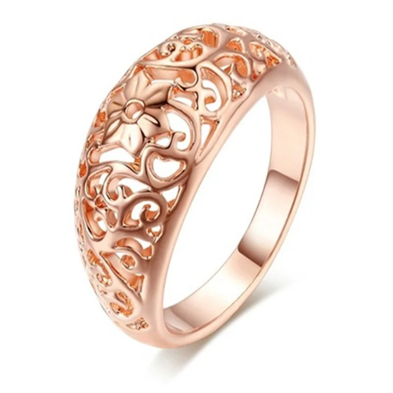 

Classic Vintage Hollow Pattern Women's Ring Metal Engagement Wedding Party Famale Rings Jewelry Hand Accessories Size 6-10