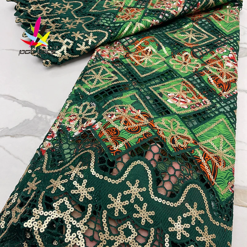 

Тюлевая кружевная ткань для платья, в нигерийском стиле, с блестками, 2021