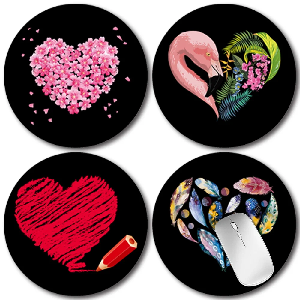 

Gaming Mouse Pads Stylish Simplicity Mat Desktop Pu Leather Love Series PC Mousepad Round Desk Gamer Mats for Laptop