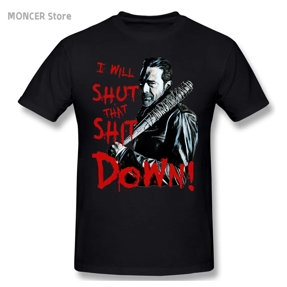 

Leisure Negan The Walking Dead T-Shirts Men Round Neck 100% Cotton T Shirts Zombie Horror Short Sleeve Tee Shirt Gift Clothes