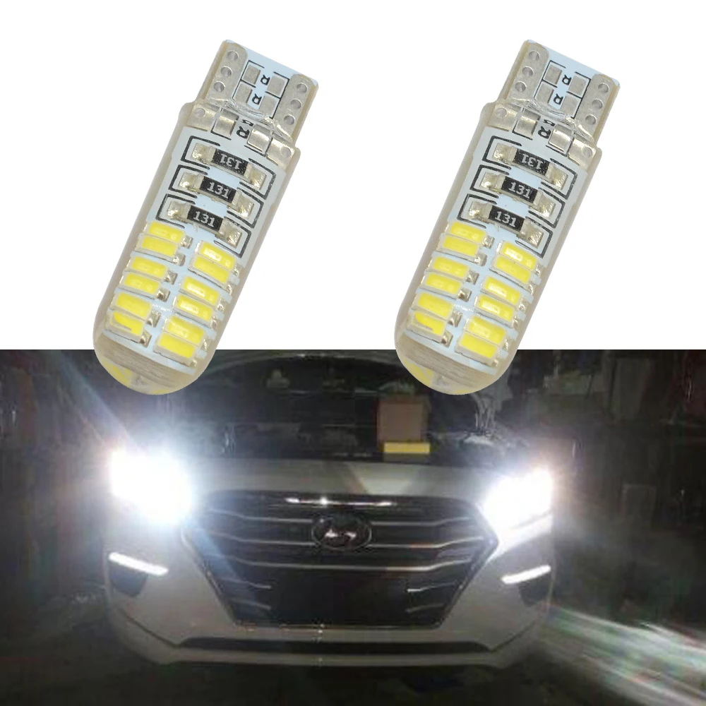 

2pcs Fashion Car LED T10 W5W DC 12V Canbus 24SMD Silicone Shell LED Lights Bulb No Error Led Parking Fog Light Auto Car-styling
