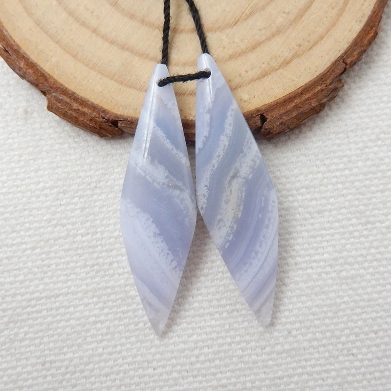 Серьги с натуральным голубым кружевом светильник агатом синие серьги 29x9x4 мм 3 28 г