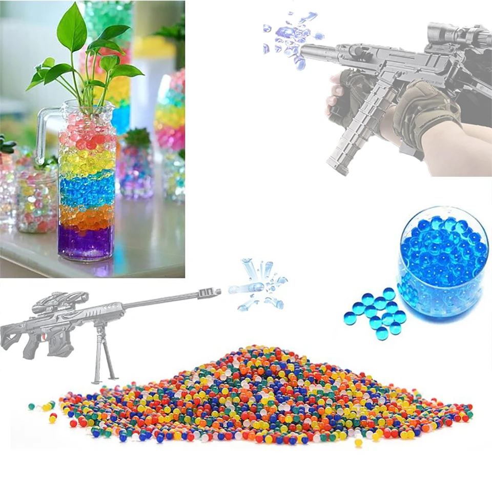 

10000pcs/bag Crystal Soil Hydrogel Gel Orbiz Gun Water Beads Flower/Wedding/Decoration polymer Growing Water Balls Home Decor