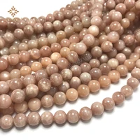 genuine grade a peach moonstone round loose beads 15 strand 6 8 10mm pick size for jewelry making needlework accessories