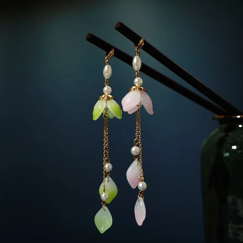 

Женские деревянные шпильки для волос Bu Yao, винтажная шпилька для волос для девочек, зажим для волос с длинными кисточками и цветами, аксессуа...