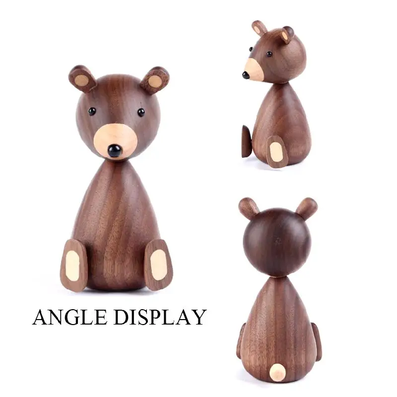 Деревянная фигурка персиковый медведь в скандинавском стиле ремесленные