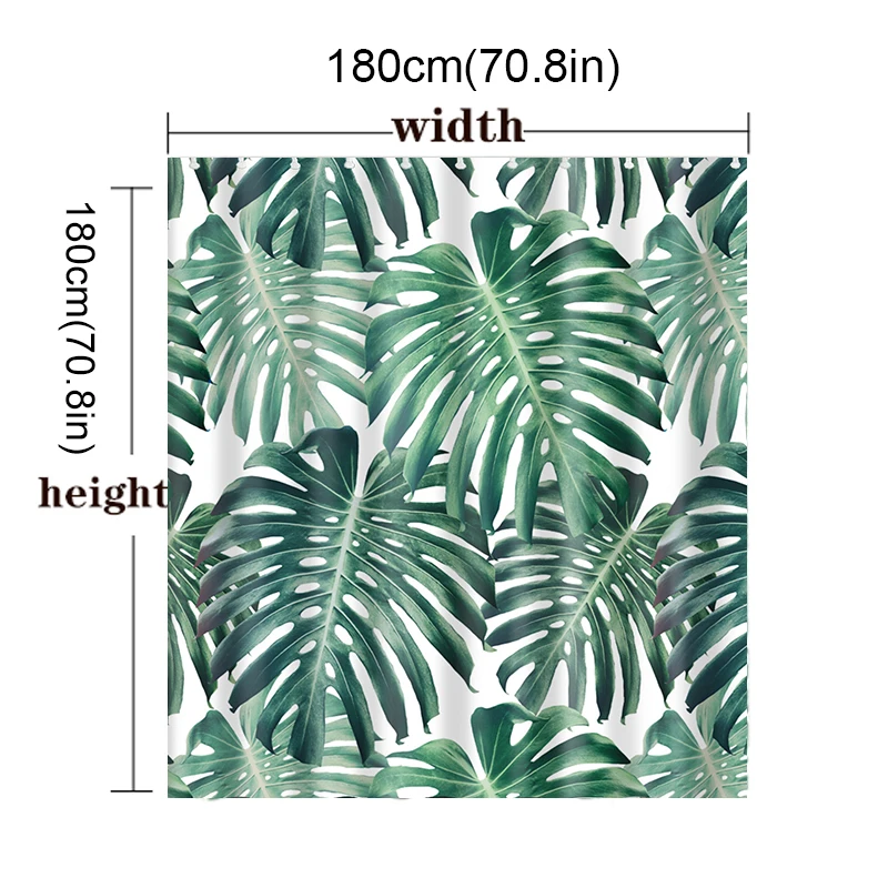

Nordic Green Tropical Plants Shower Curtain Bathroom Waterproof Polyester Banana Leaves Printing Curtains For Bathroom Shower
