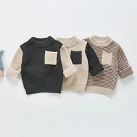 autumn new baby patchwork sweater fashion infant long sleeve knit sweater cotton baby boy pullover tops girls sweater clothes