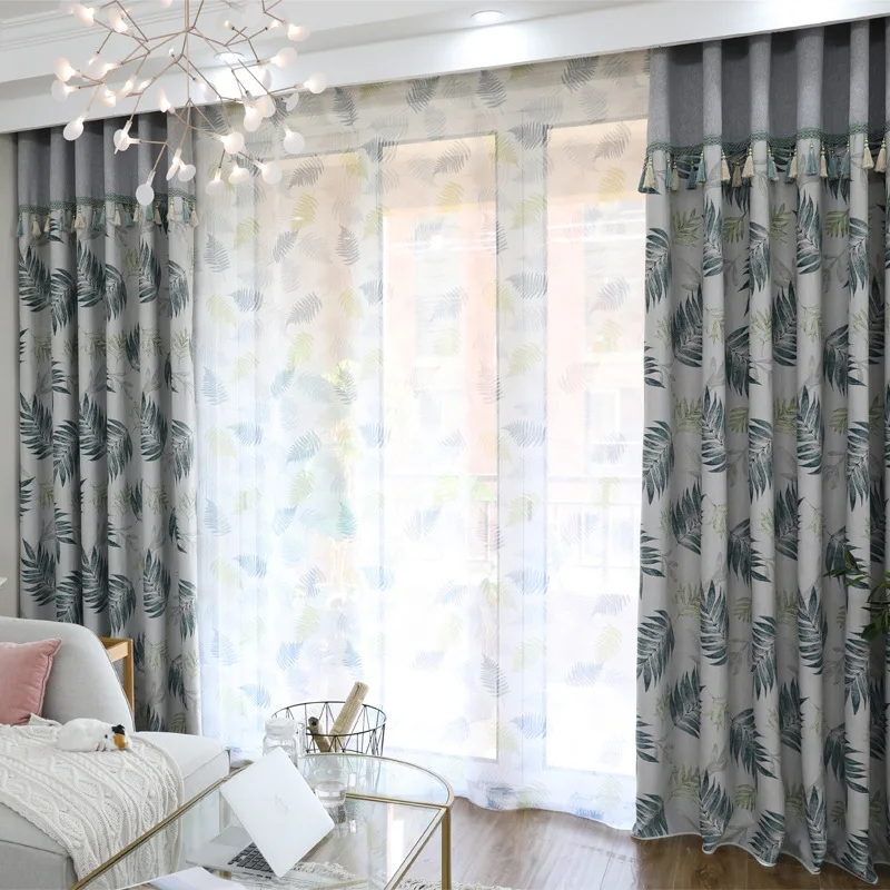 Новые высококачественные большие листья с полными затемненными занавесками для