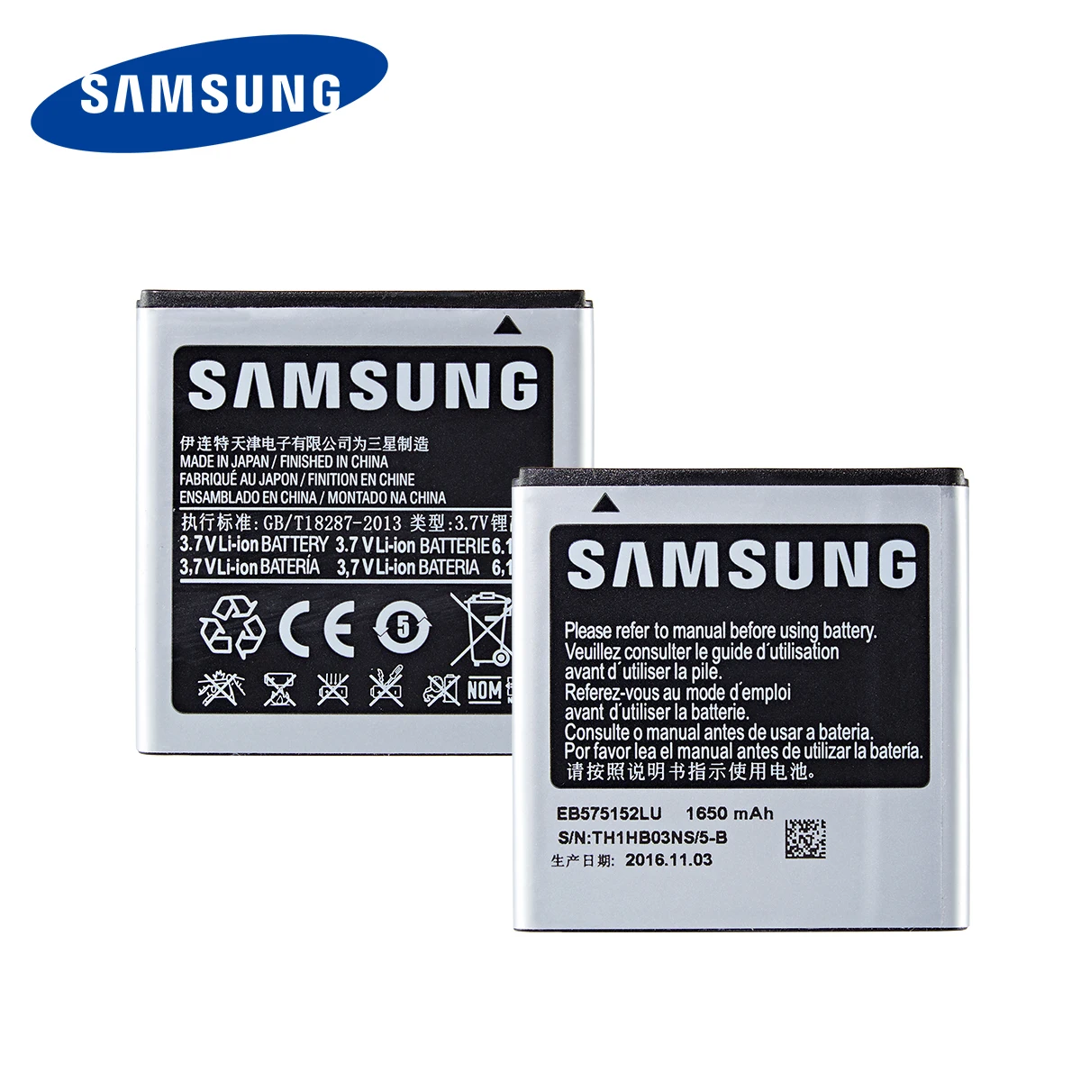 Оригинальный аккумулятор SAMSUNG EB575152LU EB575152VA/VU 1650 мАч для Samsung Galaxy S I9000 I589 I8250 I919 D710 i9001