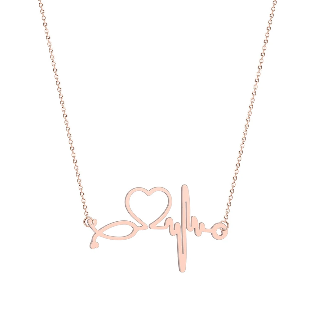 

20 pcs Stainless Steel Stethoscope Heartbeat Necklace Women Heart Pendant Medicine Medical Jewelry Valentine's Day Nurse Gift