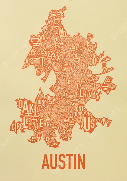 Карта Америки Даллас Остин Техас путешествия холст картины винтажные крафт