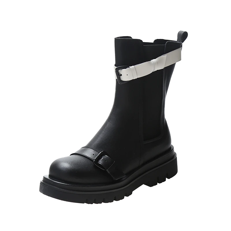 

2021 Autumn Boots Woman PU Leather Boots Long Boots Breathable Women Fashion Outdoor Booties Comfort Platform Shoes