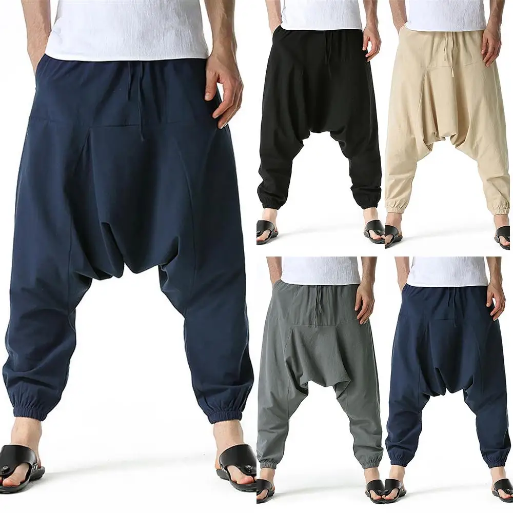

Plain Baggy Mens Pants Bloomers Yoga Gym Trouser Casual Loose Harem Bottom Men Clothing