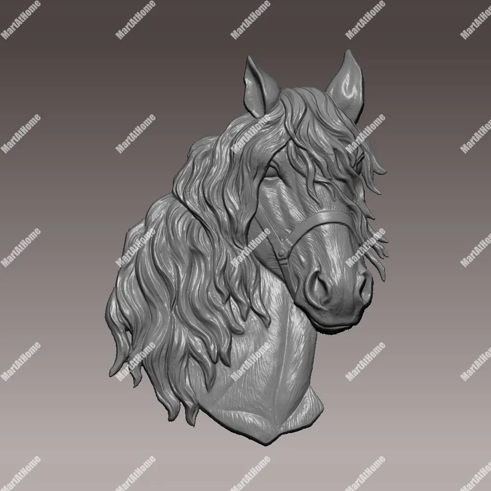 3D STL модель головы лошади для ЧПУ гравировки и печати рельеф поддержка ZBrush Artcam Aspire