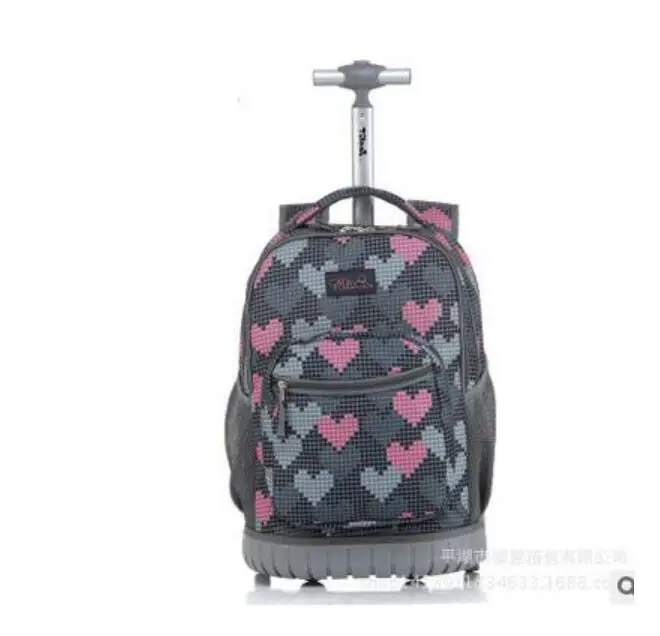 Школьный рюкзак на колесиках для девочек, 18 дюймов, сумка для путешествий на колесиках, 16 дюймов