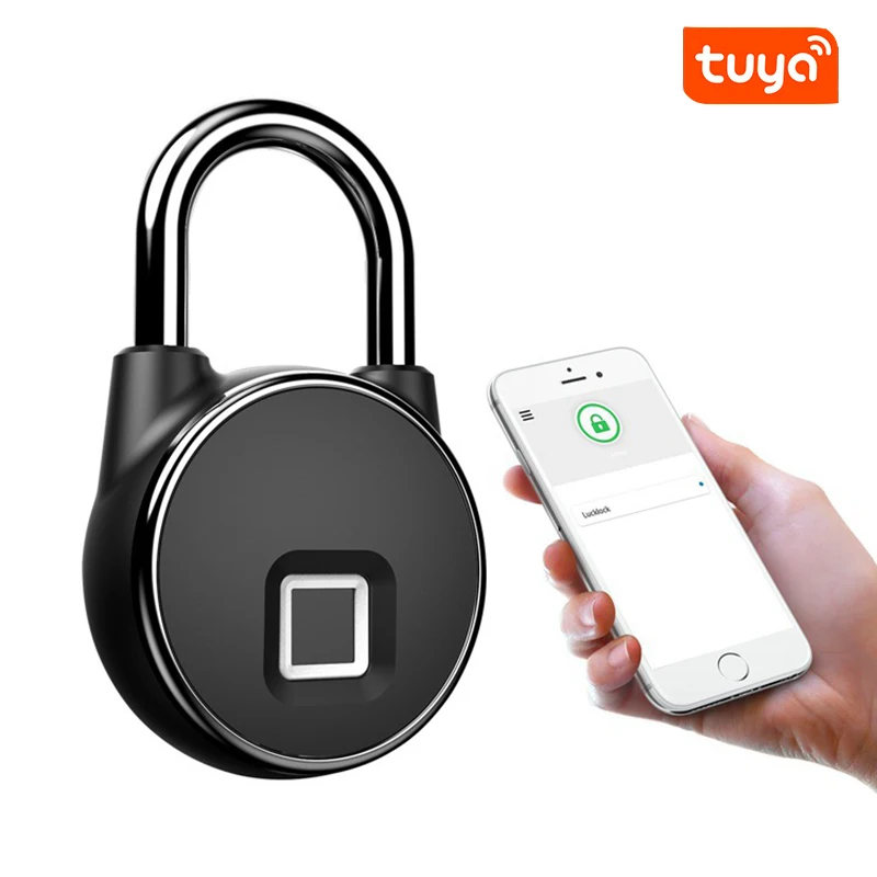 

Tuya Smart Lock Fingerprint Padlock Smart Padlock Cabinet Lock Dormitory Anti-Theft Lock USB Rechargeable Security Keyless Lock