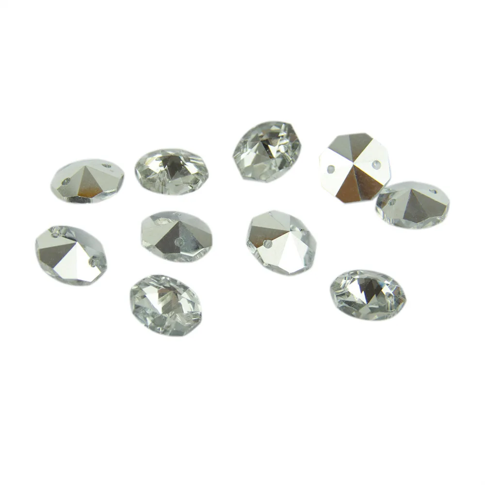 14 мм прозрачный с серебряной задней восьмиугольной бусины DIY Материал оконные